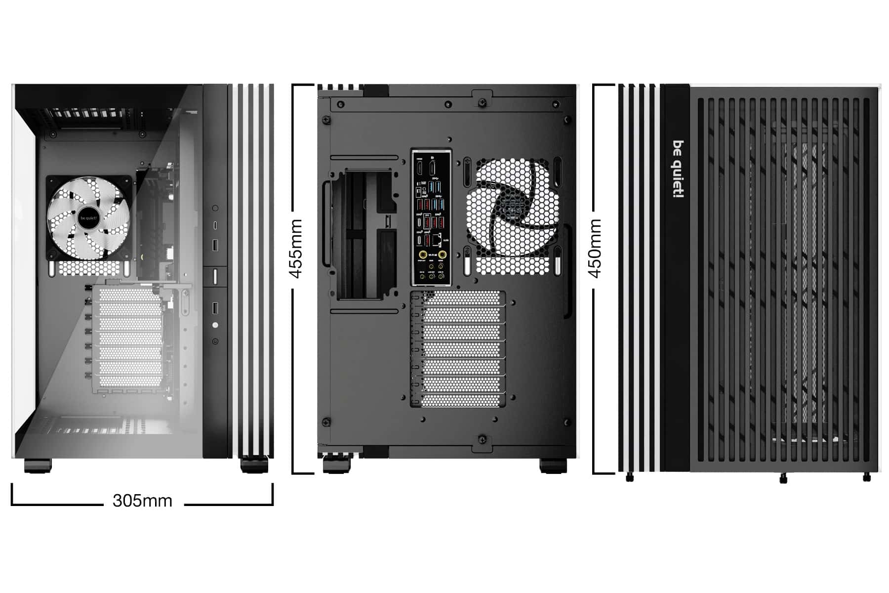 Be quiet! be-quiet LIGHT BASE 600 LX Black Case, 4x Pre-installed Light Wings LX 120mm PWM Fans, 1.33 meters of LEDs, Supports ATX Motherboard, upto 2x 360mm radiator, Black | BGW67 - thumbnail 9