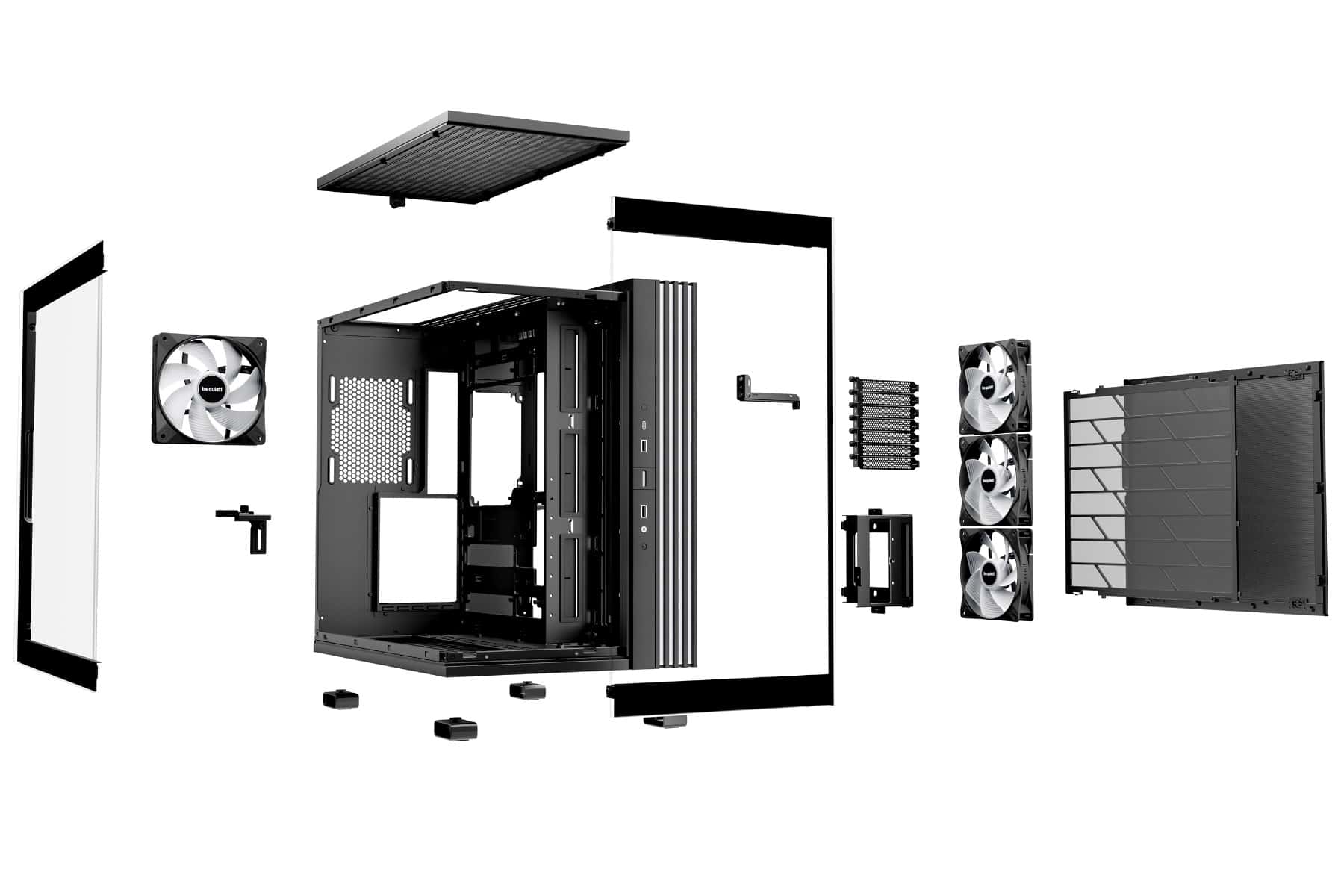 Be quiet! be-quiet LIGHT BASE 600 LX Black Case, 4x Pre-installed Light Wings LX 120mm PWM Fans, 1.33 meters of LEDs, Supports ATX Motherboard, upto 2x 360mm radiator, Black | BGW67 - thumbnail 7
