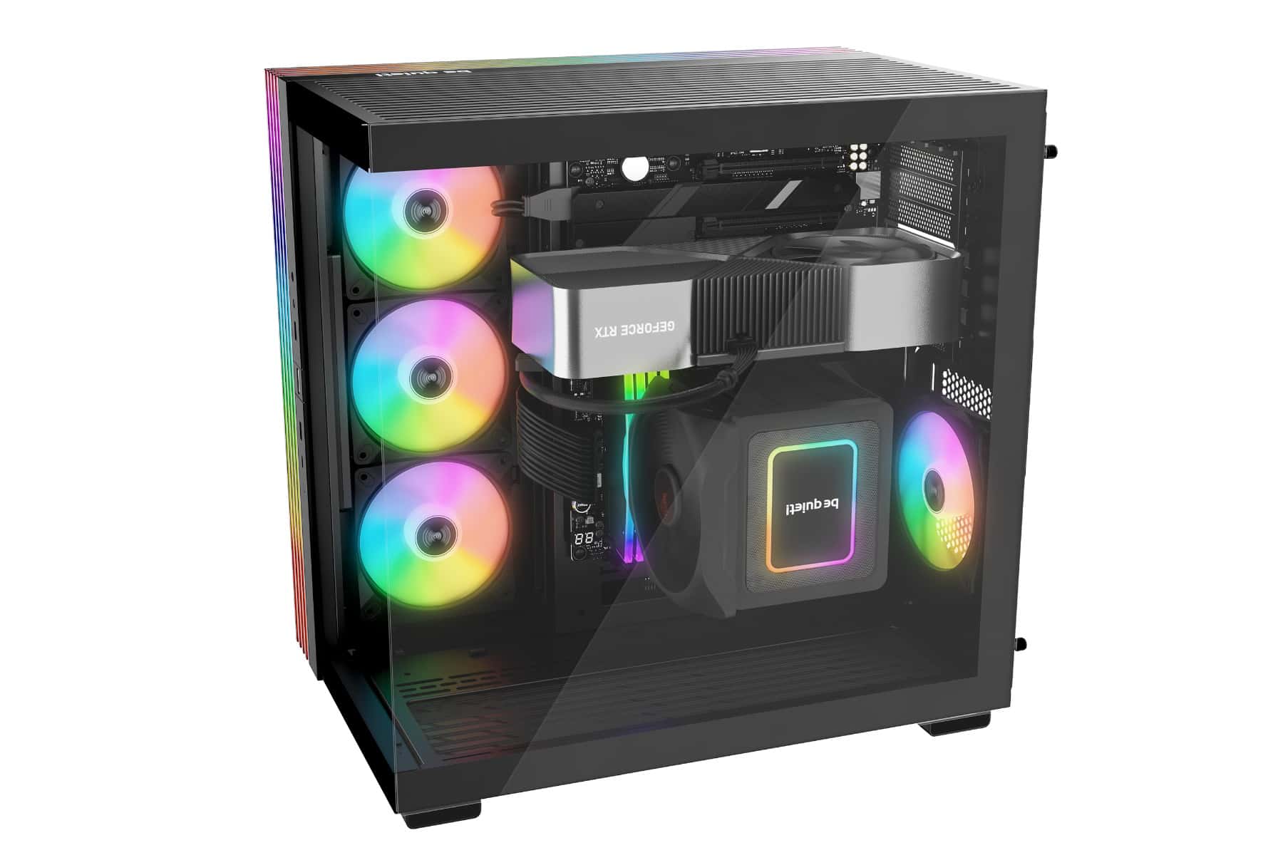 Be quiet! be-quiet LIGHT BASE 600 LX Black Case, 4x Pre-installed Light Wings LX 120mm PWM Fans, 1.33 meters of LEDs, Supports ATX Motherboard, upto 2x 360mm radiator, Black | BGW67 - thumbnail 6