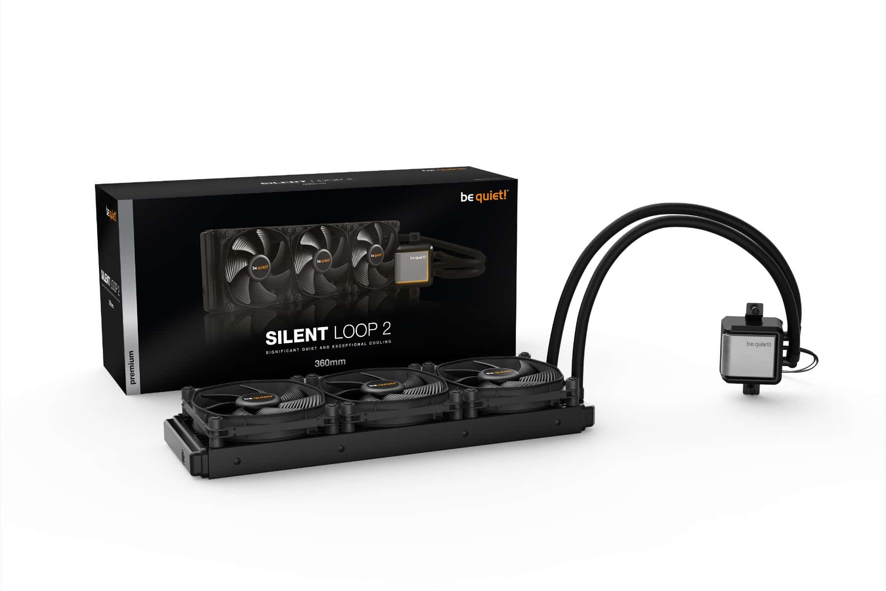 Be quiet! Be Quiet! Silent Loop 2 360mm CPU Liquid Cooler, 3x Silent Wings 3 120mm PWM High-Speed Fans, 2800 RPM Pump Speed, 2200 RPM Fan Speed, Up to 85.8 CFM Airflow, Black | BW012 - thumbnail 1