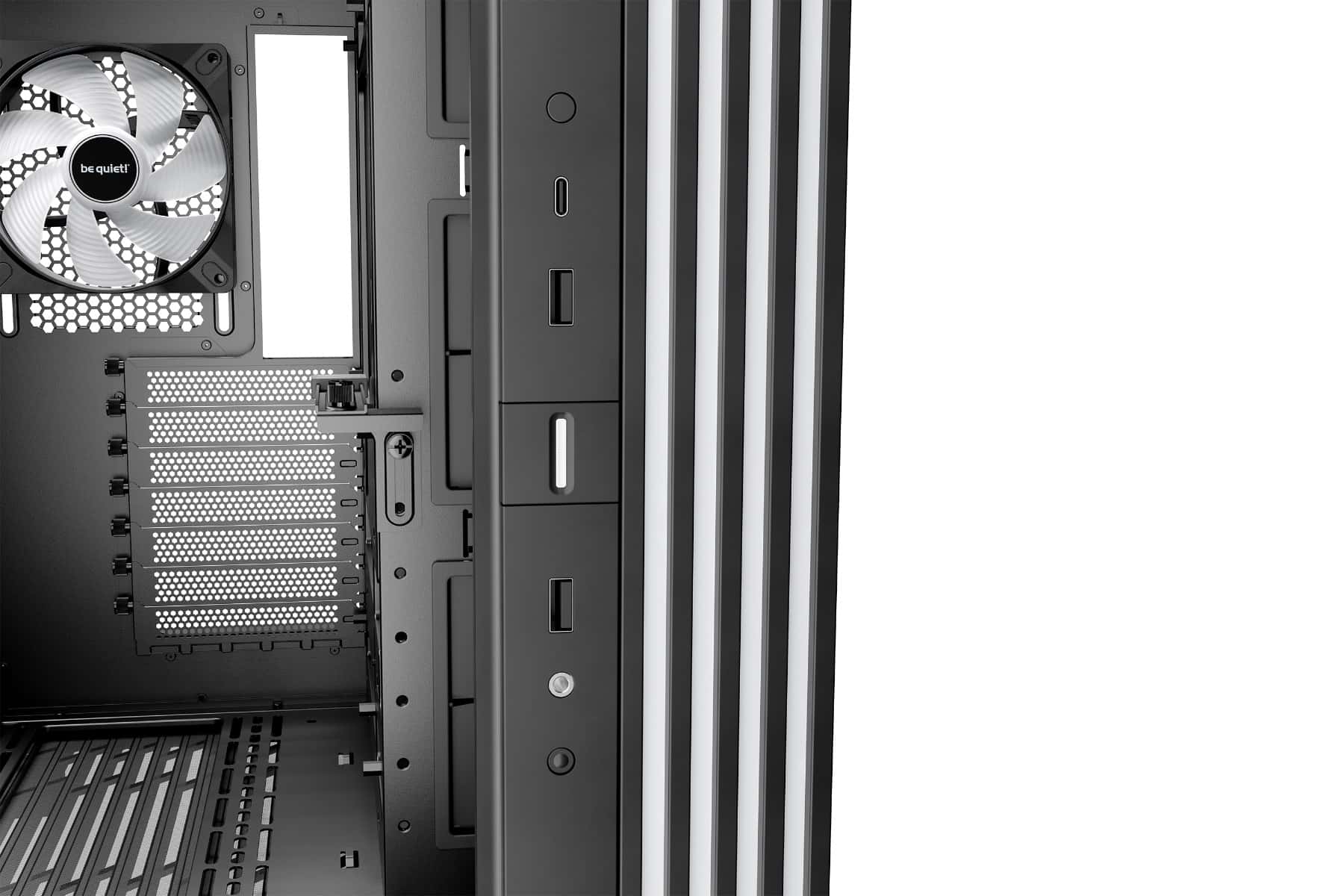 Be quiet! be-quiet LIGHT BASE 600 LX Black Case, 4x Pre-installed Light Wings LX 120mm PWM Fans, 1.33 meters of LEDs, Supports ATX Motherboard, upto 2x 360mm radiator, Black | BGW67 - thumbnail 5