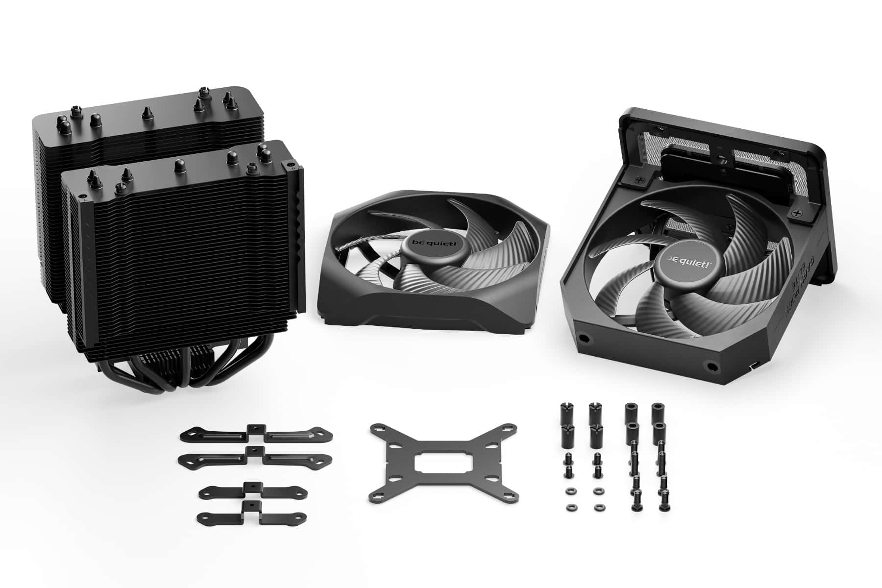 be quiet! Dark Rock Elite Air CPU Cooler, 2X Silent Wings 135mm PWM Fans, Speed Switch with 2 Modes, High-Performance Heat Pipes, Front Fan Rail System, Enhanced RAM Compatibility Black | BK037 thumbnail 1