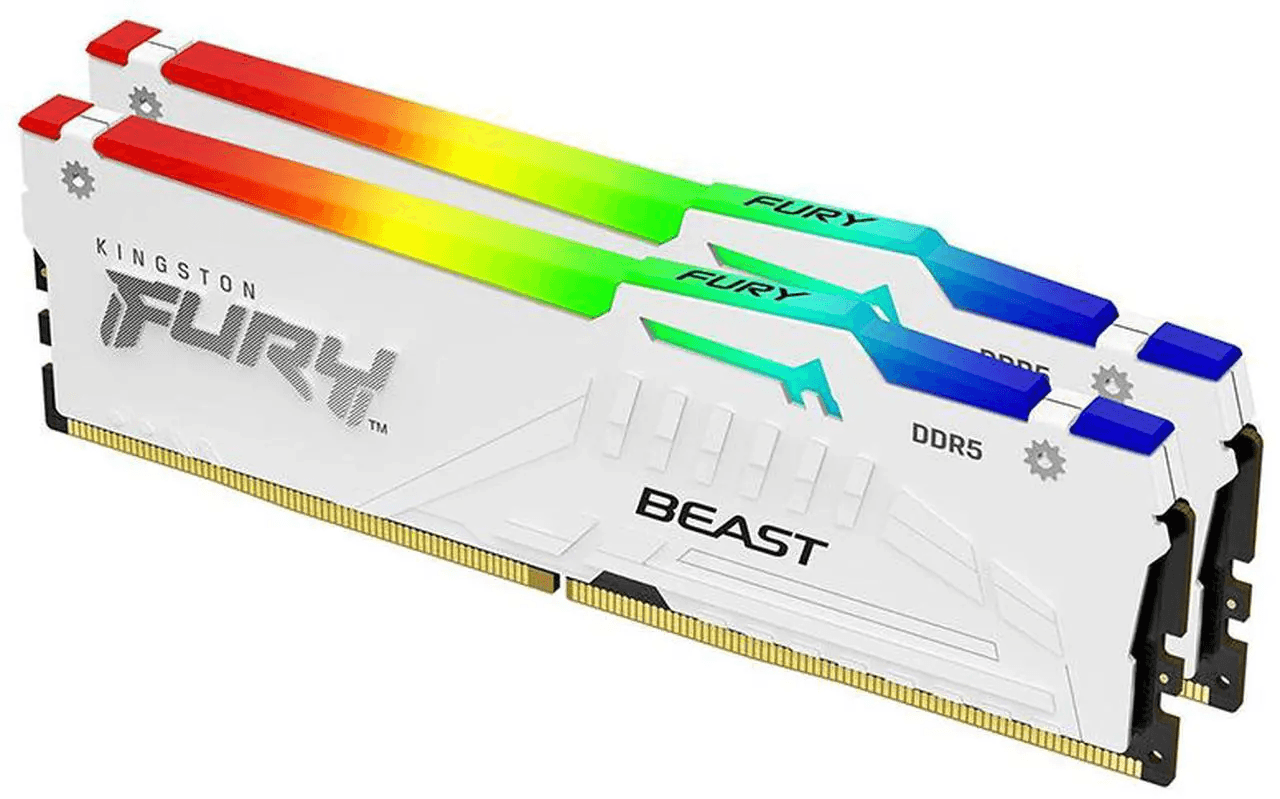 Kingston Kingston FURY Beast RGB 64GB (2x 32) DDR5-6000 White Memory Kit (RAM), Ultra-Low Latency CL30, Intel XMP & AMD EXPO | KF560C30BWEAK2-64 - thumbnail 1