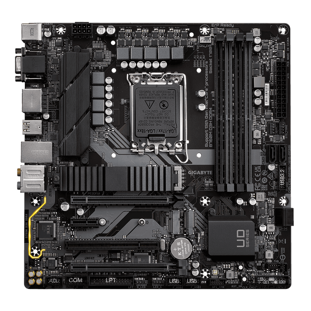 Gigabyte Gigabyte B760M D3H DDR4 LGA1700 Micro ATX Motherboard, Intel B760, 4x DDR4 DIMM, 128GB Max Memory, Intel 2.5GbE LAN, 1x PCI Exp 4.0x16, 1x D-Sub, 1x HDMI, 1x DP, 1x USB Type-C/3.2 | B760M-D3H-DDR4 - thumbnail 4