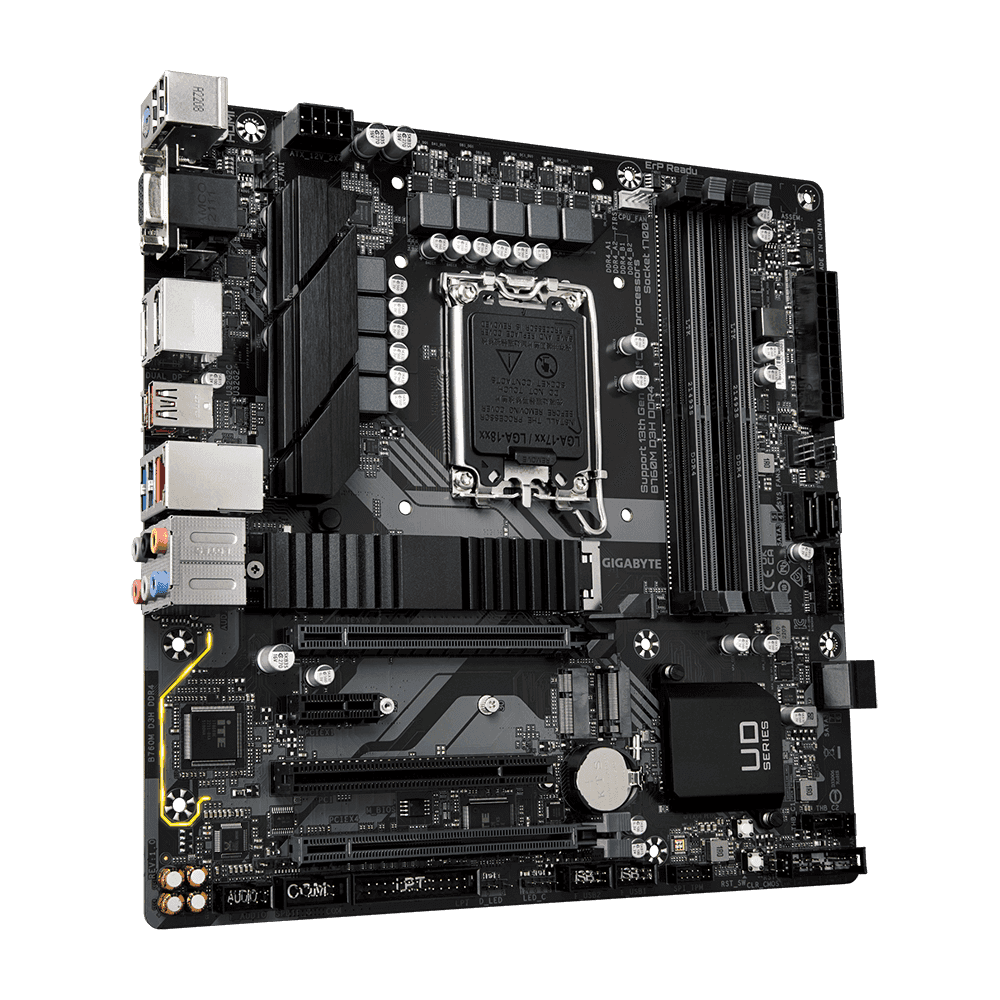 Gigabyte Gigabyte B760M D3H DDR4 LGA1700 Micro ATX Motherboard, Intel B760, 4x DDR4 DIMM, 128GB Max Memory, Intel 2.5GbE LAN, 1x PCI Exp 4.0x16, 1x D-Sub, 1x HDMI, 1x DP, 1x USB Type-C/3.2 | B760M-D3H-DDR4 - thumbnail 1