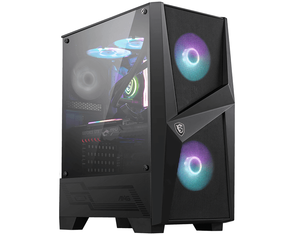MSI Msi Mag Forge 100R Usb 3.2 Mid Tower Pc Gaming Case With RGB Fan And 4 mm Tempered Glass - Black - thumbnail 1
