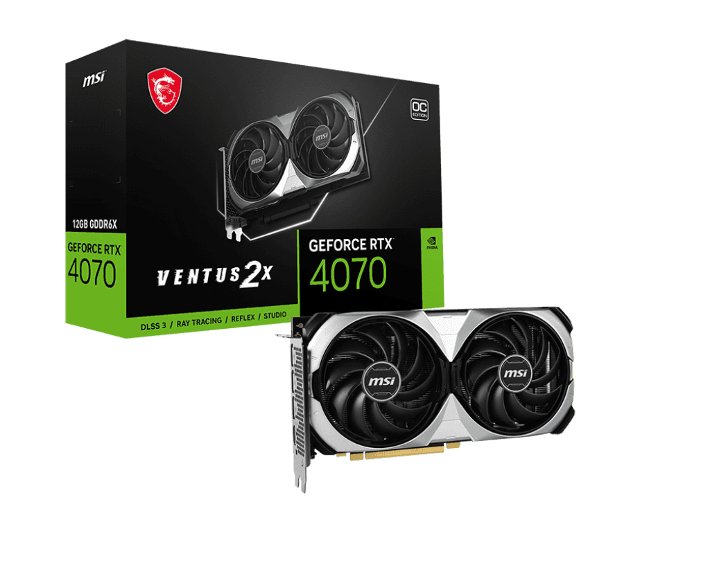 MSI MSI GeForce RTX 4070 VENTUS 3X Graphics Card, 12GB GDDR6X 192-bit Memory, 2475 MHz Boost Clock, 5888 CUDA Cores, 21Gbps Memory Speed, PCI E Gen 4, 3xDP | 1x HDMI | 912-V513-290 - thumbnail 4