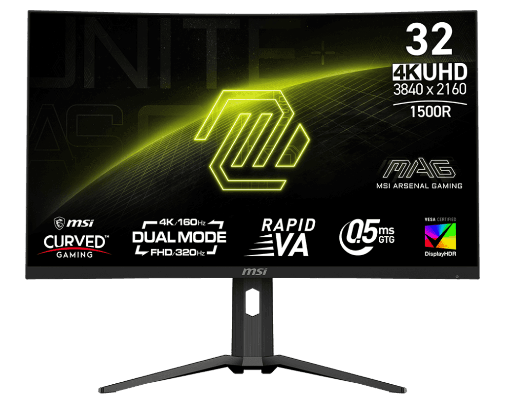 MSI MSI MAG 321CUPDF Gaming Monitor, 32 inches of stunning Rapid VA, Dual mode with UHD 160Hz and FHD 320Hz. Equipped with 0.5ms (GtG, Min.) response time, Frameless Design, VESA DisplayHDR 400, AI Vision | 9S6-3DC54A-036 - thumbnail 1