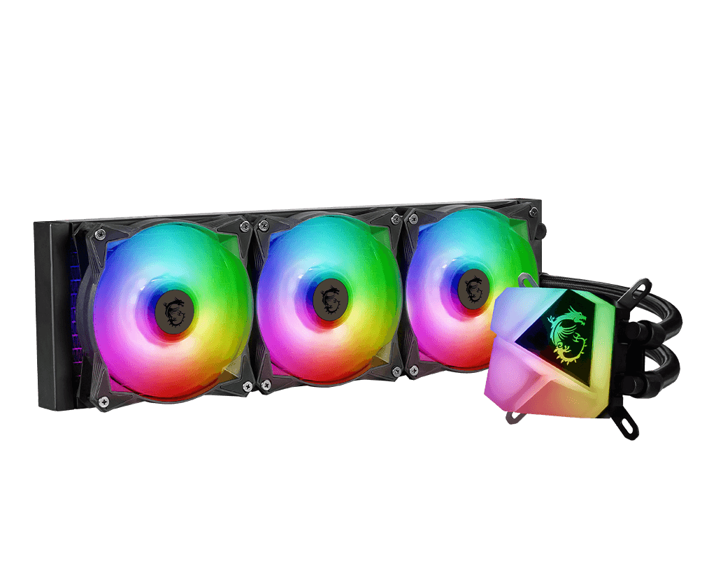 MSI MSI MAG Coreliquid C360 CPU Liquid Cooler, Compatible with Intel Socket LGA1700, 360mm Radiator Size, 78.73 CFM Fan Airflow, Two Ball Bearing, 4pin PWM, 2000 RPM Speed, ARGB, Black | 306-7ZW2R31-813 - thumbnail 4