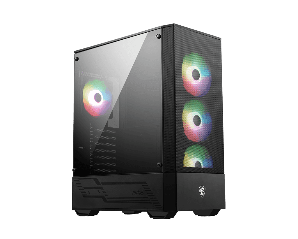 MSI MAG Forge 112R Mid Tower Gaming PC Case | USB 3.2 Gen 1 Type-A | Support Bracket | 1 x 120mm ARGB Fan, | Tempered Glass Panel, Magnetic Dust Filter | Black (ATX, m-ATX, Mini-ITX Compatible) thumbnail 1