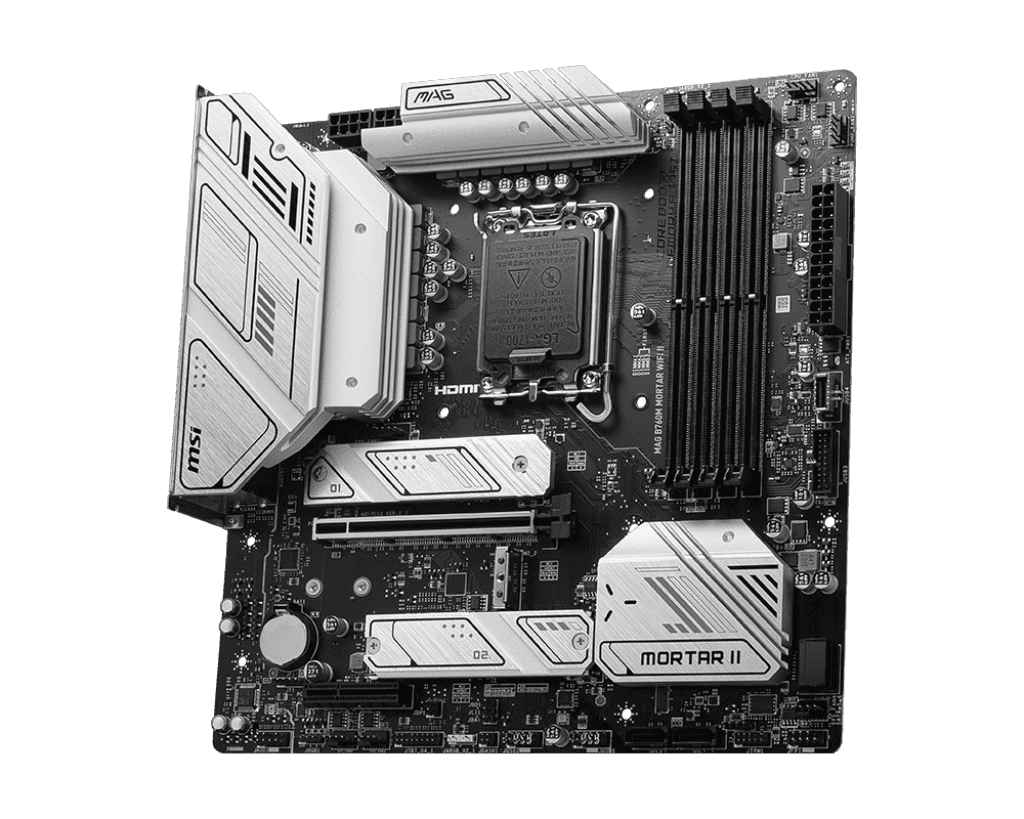 MSI  MSI MAG B760M MORTAR WIFI II LGA1700 mATX Motherboard, Intel B760 Chipset, 4x DDR5 /192GB Max Memory, 2x PCI-E x16, Wi-Fi 6E / 2.5Gbps LAN / BT V5.3, HDMI / DP1.4, USB 3.2 Type-C / A | 911-7E13-001 - thumbnail 4