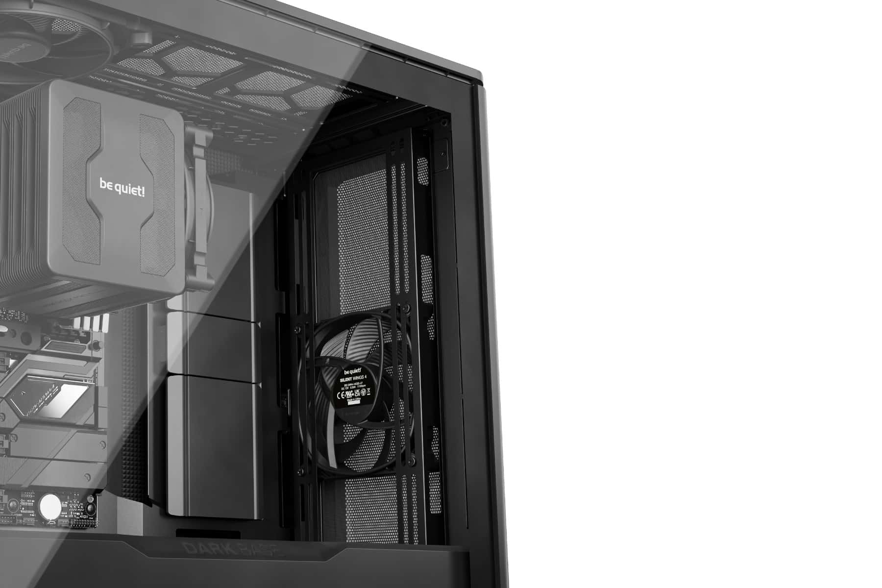 Be quiet! Be Quiet! Dark Base 701 Mid Tower Computer Case, 3x Silent Wings 4 140mm Pre-Installed Fans, Up to 360mm Radiator & 8x Fans Support, Tempered Glass Window, Black | BGW58 - thumbnail 6