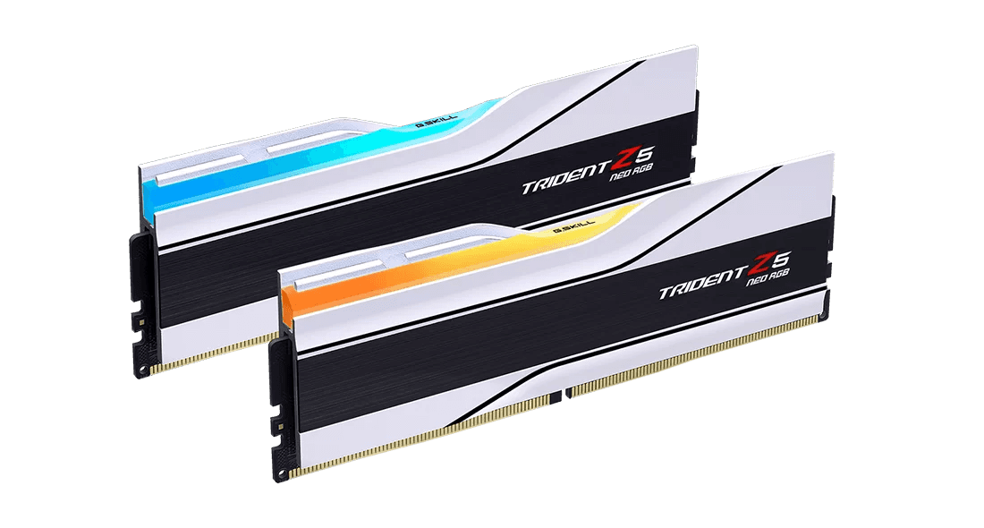 G.SKILL G.SKILL Trident Z5 Neo RGB Series 32GB (2 x 16GB) DDR5 Dual Channel Desktop Memory Kit, 6400 MT/s Memory Speed, CL32 CAS Latency, 1.40 V, AMD EXPO, 288-Pin, White | F5-6400J3239G16GX2-TZ5NRW - thumbnail 1