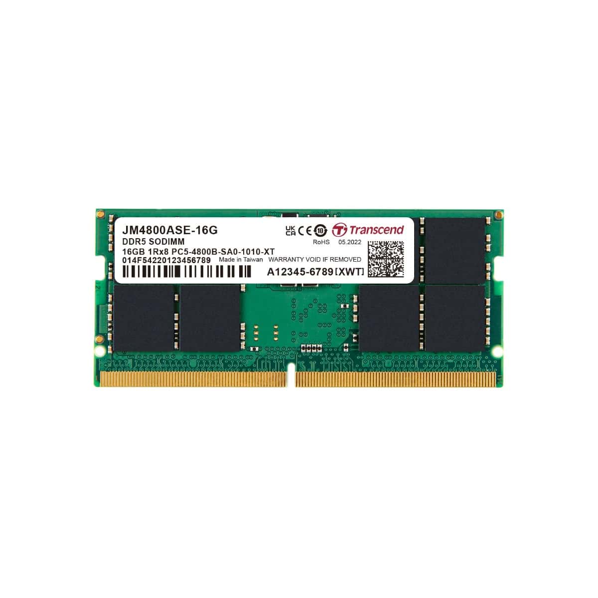 Transcend Transcend DDR5-4800 Unbuffered SO-DIMM Laptop Memory, CL40, 262 pin | JM4800ASE-16G - thumbnail 4
