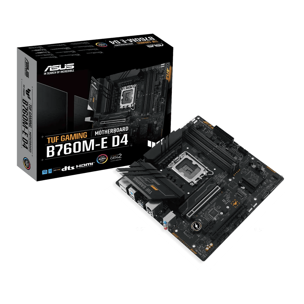 Asus ASUS TUF GAMING B760M-E D4 LGA1700 mATX Motherboard, Intel B760 Chipset, 4x DDR4 DIMM, 128GB Max Memory, 2.5Gb Ethernet, 2 x M.2, PCIe 4.0, USB 3.2 10G/5G, HDMI / DP / PS/2 | 90MB1E90-M0EAY0 - thumbnail 3
