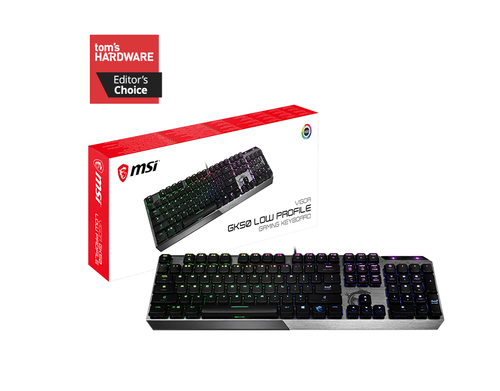 MSI MSI Vigor GK50 Low Profile Mechanical Gaming Keyboard, Slim Ergonomic Design, Kailh Low Profile Switches, Per-Key RGB Mystic Light, Brushed Metal Top Plate, N-Key Rollover, Windows Compatible - thumbnail 2