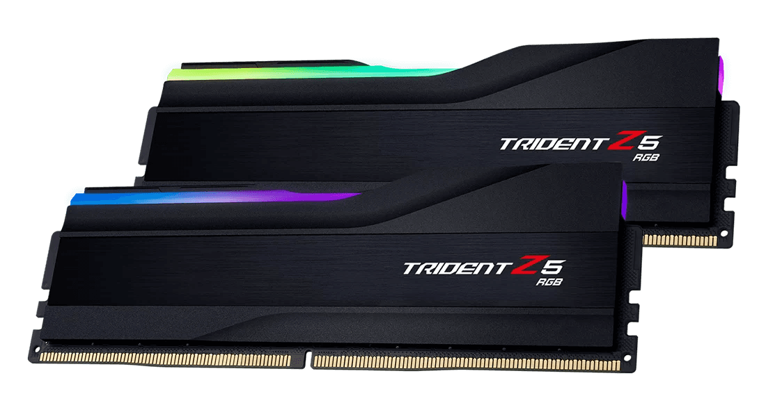 G Skill Trident Z5 RGB 32GB (2x16GB) Intel XMP Memory Kit, DDR5 6400MTs CL32-39-39-102 1.40V | F5-6400J3239G16GX2-TZ5RK thumbnail 1