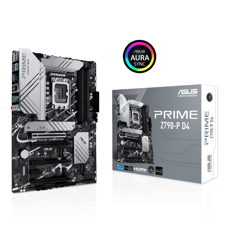 Asus ASUS Prime Z790-P D4, an Intel Z790 LGA 1700 ATX motherboard with PCIe?? 5.0, three M.2 slots, 14+1 DrMOS, DDR4, Realtek 2.5 Gb LAN, HDMI??, DP, USB 3.2 Gen 2x2 Type-C??, front USB 3.2 Gen 2 Type-C, Thunderbolt??? (USB4??) support, Arua Sync | 90MB1CV0-M0 - thumbnail 3