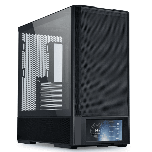 LIAN LI Lian Li LANCOOL 207 DIGITAL M-ATX Mid Tower Gaming PC Case, 6-inch LCD Screen, 4 x Performance Fans pre-installed, High Airflow,360mm Radiator Support, Black | G99.LAN207DX.00 - thumbnail 1