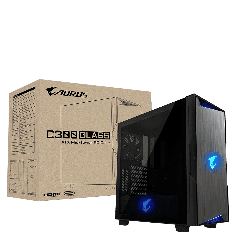 Gigabyte GIGABYTE AORUS C300 GLASS GB-AC300G, Mid Tower, Mini-ITX/M-ATX/ATX, Black | AC300G-ATX - thumbnail 2