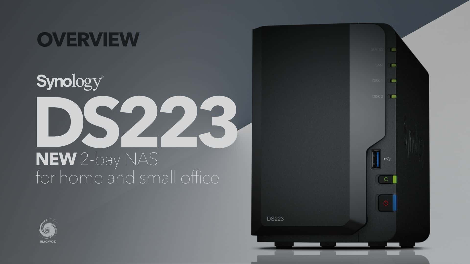 Synology Synology DiskStation DS223 2-Bay NAS Enclosure, Realtek RTD1619B 1.7Ghz, 2x 3.5"/2.5" SATA Drive Bays, RJ45 LAN Port, 3x USB 3.2 Ports, Black | DS223 - thumbnail 1