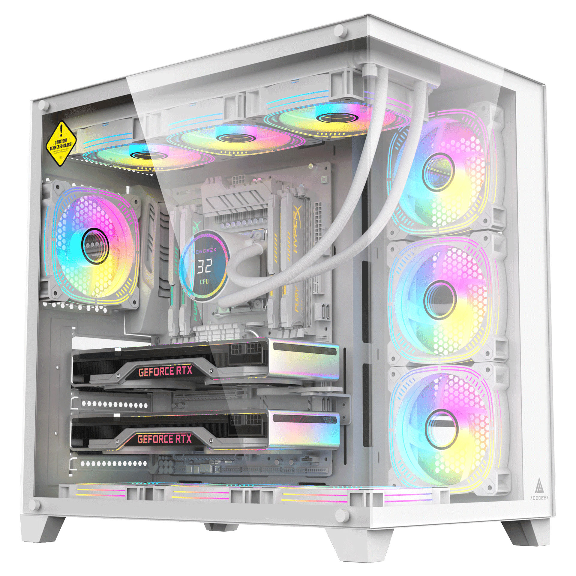 Nanotech AMD White Gaming PC, AMD 7800X3D, PURE 9070 XT Radeon 16GB, 32GB (2x16GB) DDR5 6000MHz, 2TB NV3 NVMe, AIO Cooler, 850W - thumbnail 1