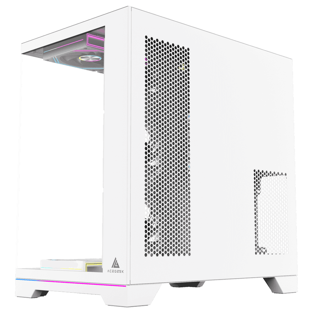 ACEGEEK Acegeek Mercury R425X RGB Edition White ATX Gaming Case, Panoramic Dual-Chamber, Type-C, 7 Pre-Installed RGB Fans | AG-MERCURY-R425X RGB-WH - thumbnail 5