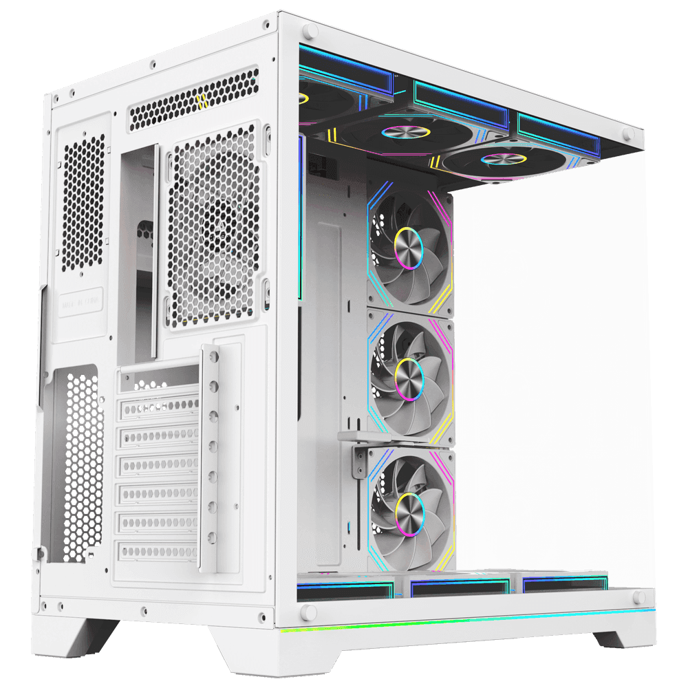 ACEGEEK Acegeek Mercury R425X RGB Edition White ATX Gaming Case, Panoramic Dual-Chamber, Type-C, 7 Pre-Installed RGB Fans | AG-MERCURY-R425X RGB-WH - thumbnail 3