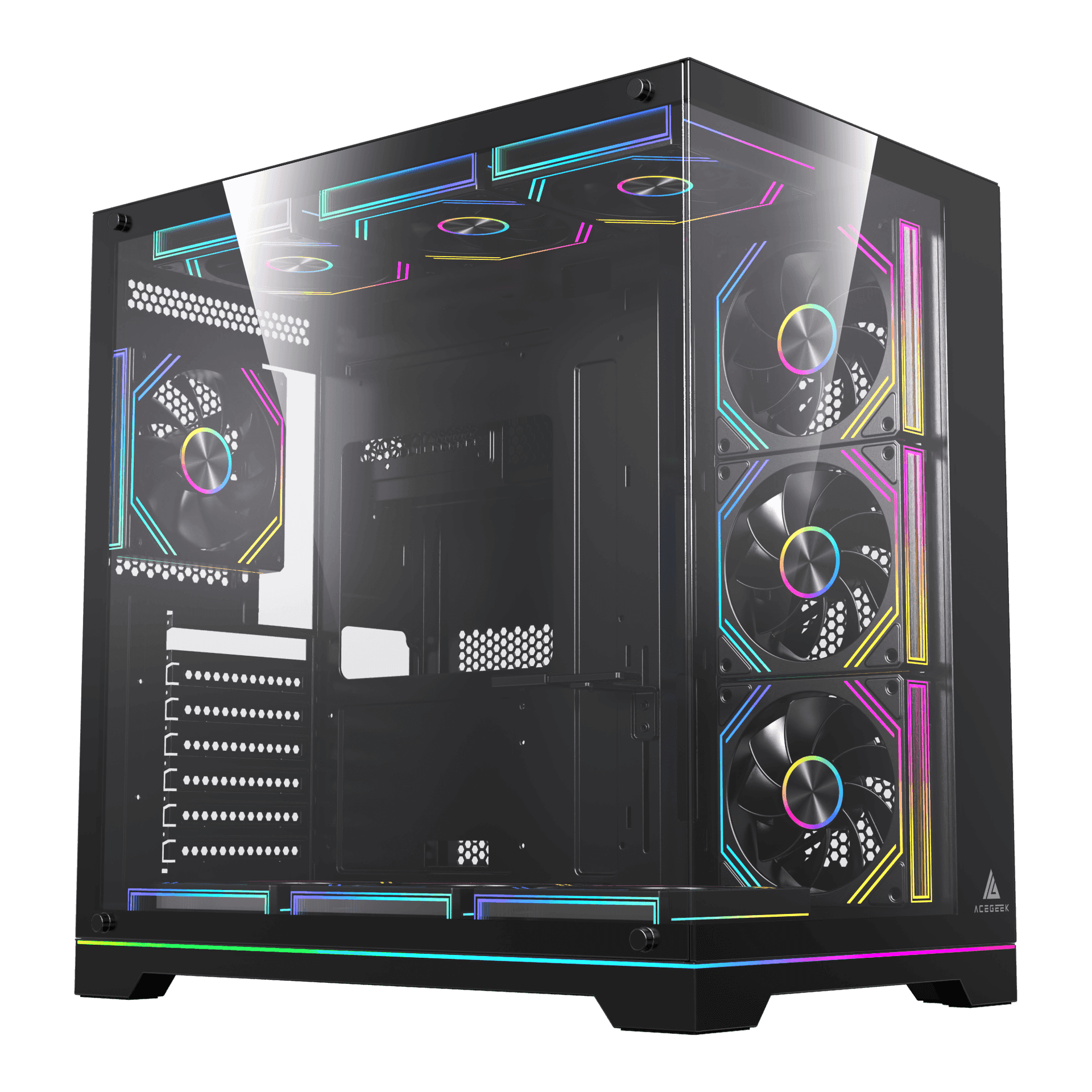 ACEGEEK AceGeek Mercury R425X RGB Edition ATX Mid Tower Gaming Case, 7 Pre-Installed RGB Fans, High Speed USB Type-C Black | Mercury R425X RGB - thumbnail 1