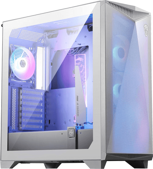 MSI MPG GUNGNIR 300R AIRFLOW / WHITE Mid-Tower Case, 4 x 120mm ARGB fans pre-installed, One-piece 1mm perforated front panel, supporting dual 360mm AIO liquid cooler at front/top and Push-Pull setup, Motherboard Supports Upto E-ATX, | 306-7G21W21-W57 - thumbnail 9