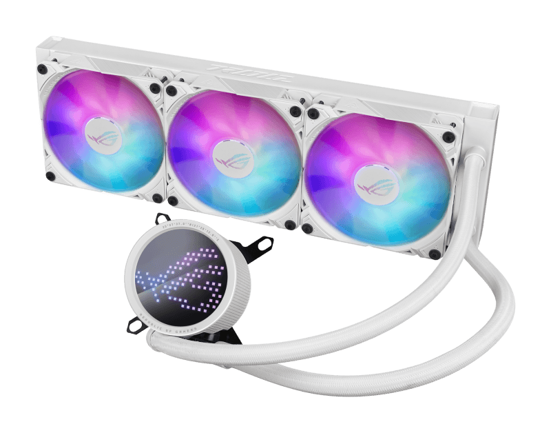 Asus ASUS ROG Ryuo III 360 ARGB CPU LIQUID COOLER White Edition(3x addressable 120mm radiator fans, Anime Matrix??? LED display, compatible with Intel LGA 1700, 115x, 1200 & AM4, AM5 socket, white),90RC00I2-M0UAY0,|UPC: 195553943277 - thumbnail 4