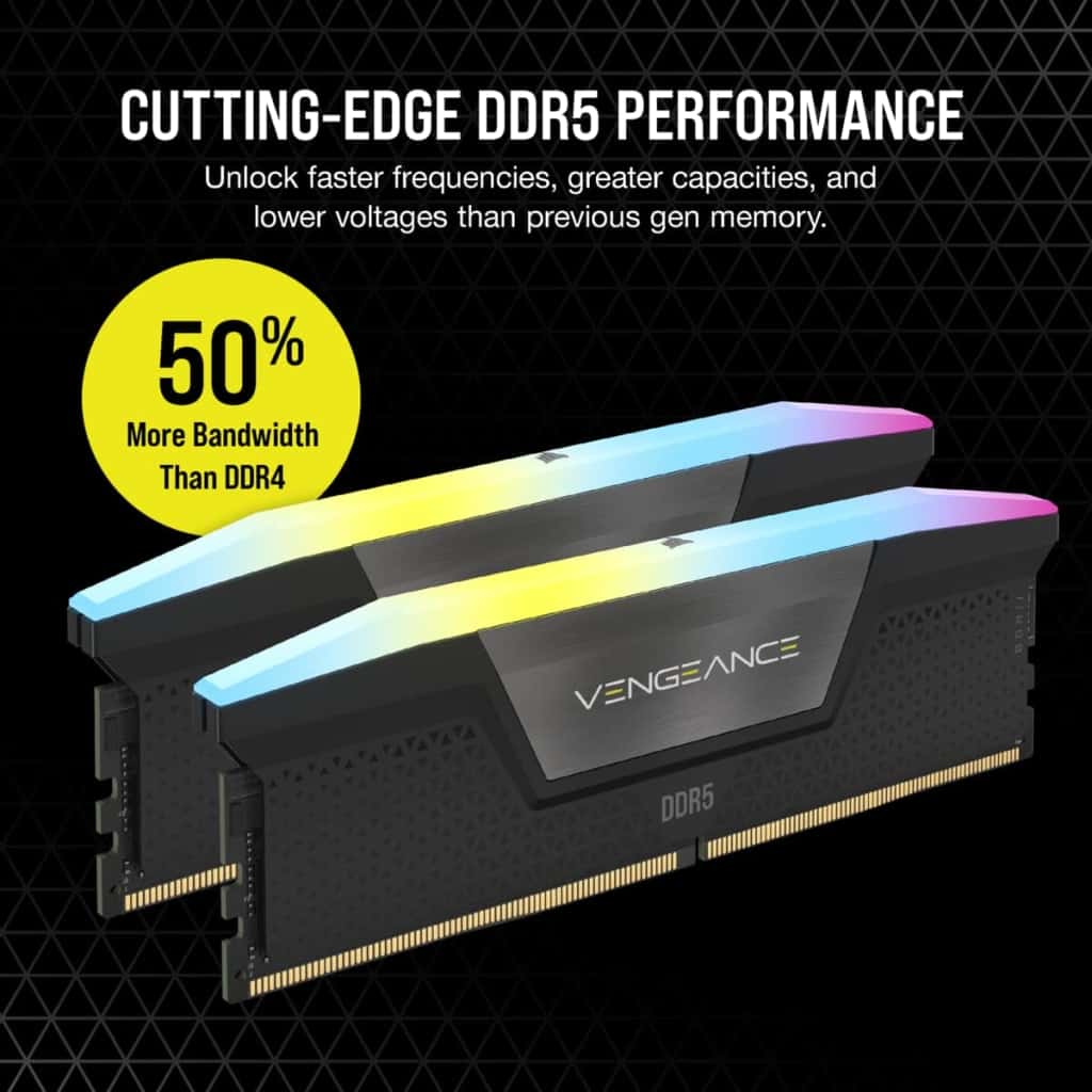 Corsair CORSAIR VENGEANCE RGB DDR5 5600 96GB(48GB*2)KIT INTEL XMP,CMH96GX5M2B5600C40,840006665007,231009532 - thumbnail 4