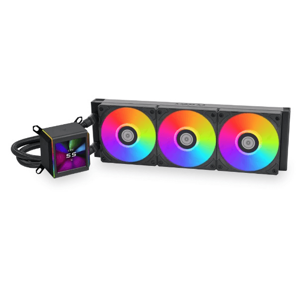 LIAN LI Lian Li Galahad II LCD 360 AIO RGB CPU Liquid Cooler, 2.88" IPS LCD Screen, Asetek 8th Gen 3600 RPM Pump, 120mm FDB Fans, Up to 2450 RPM Fan Speed, 79.9 CFM Airflow, Black | G89.GA2ALCD36B.00 - thumbnail 7