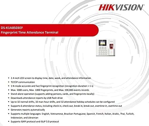 HIKVISION Hikvision DS-K1A8503MF Value Series Fingerprint Time Attendance Terminal + USEWELL RJ 45 - thumbnail 4