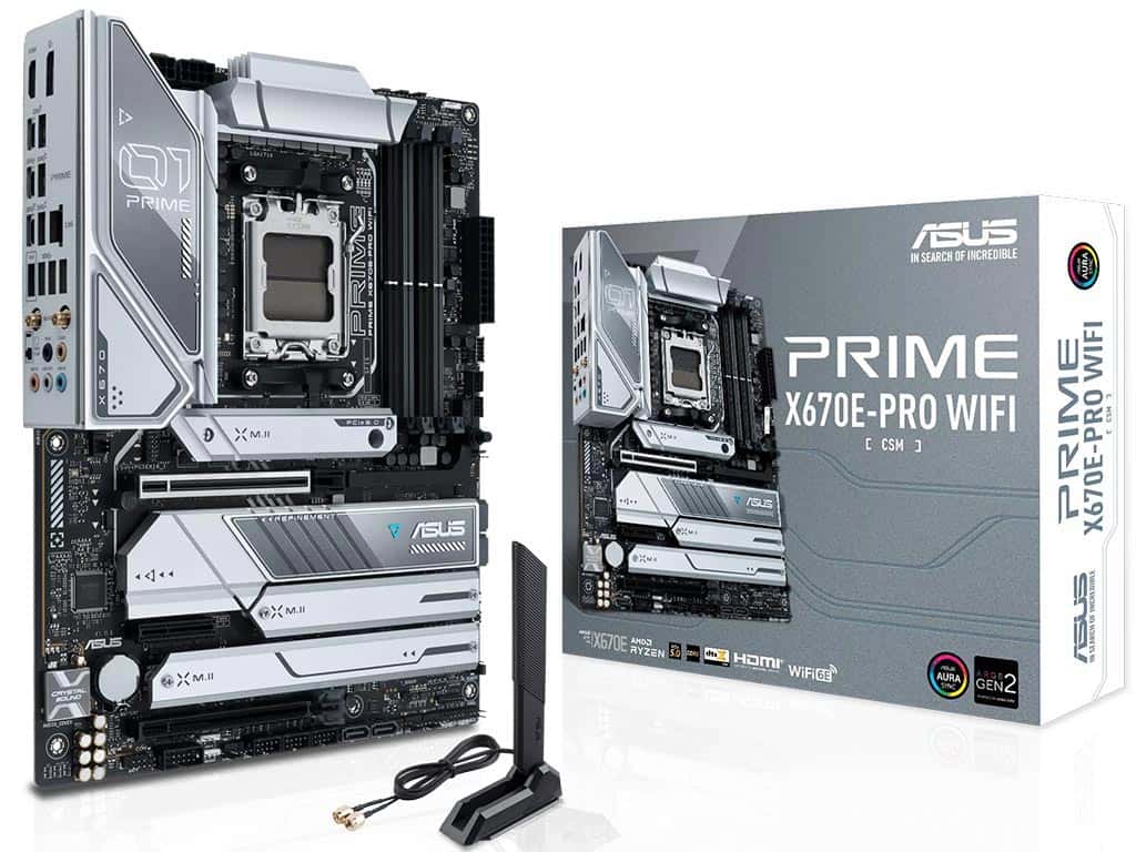 Asus Asus Prime X670E-Pro Wifi DDR5 ATX Motherboard, Socket AM5, AMD X670 Chipset, Max 128GB Memory, PCIe 5.0, Realtek 2.5Gb Ethernet, LAN Guard, Wi-Fi 6E, Bluetooth v5.2  | 90MB1BL0-M0EAY0 - thumbnail 2