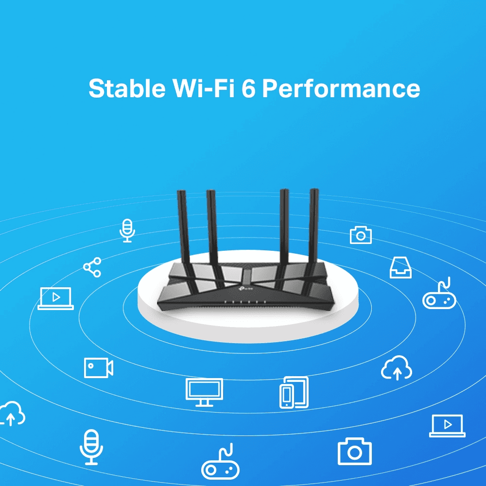 TP-Link WiFi 6 AX1500 Smart Router, Wi-Fi 6 (802.11ax), Up to 1501 Mb/s WiFi Speed, Dual-Band 2.4 & 5GHz, 4x Fixed High-Performance Antennas, 4x LAN Ports, Black | Archer AX10 thumbnail 3