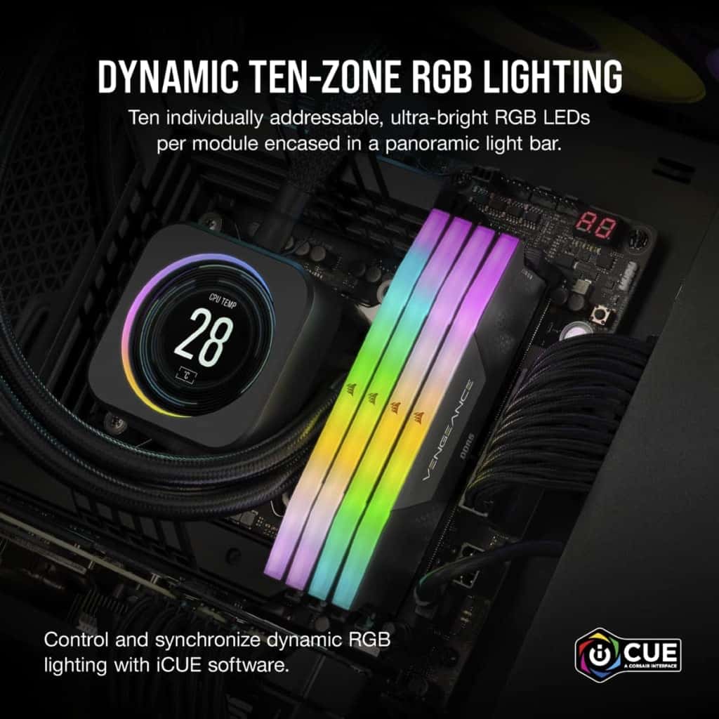Corsair CORSAIR VENGEANCE RGB DDR5 5600 96GB(48GB*2)KIT INTEL XMP,CMH96GX5M2B5600C40,840006665007,231009532 - thumbnail 2