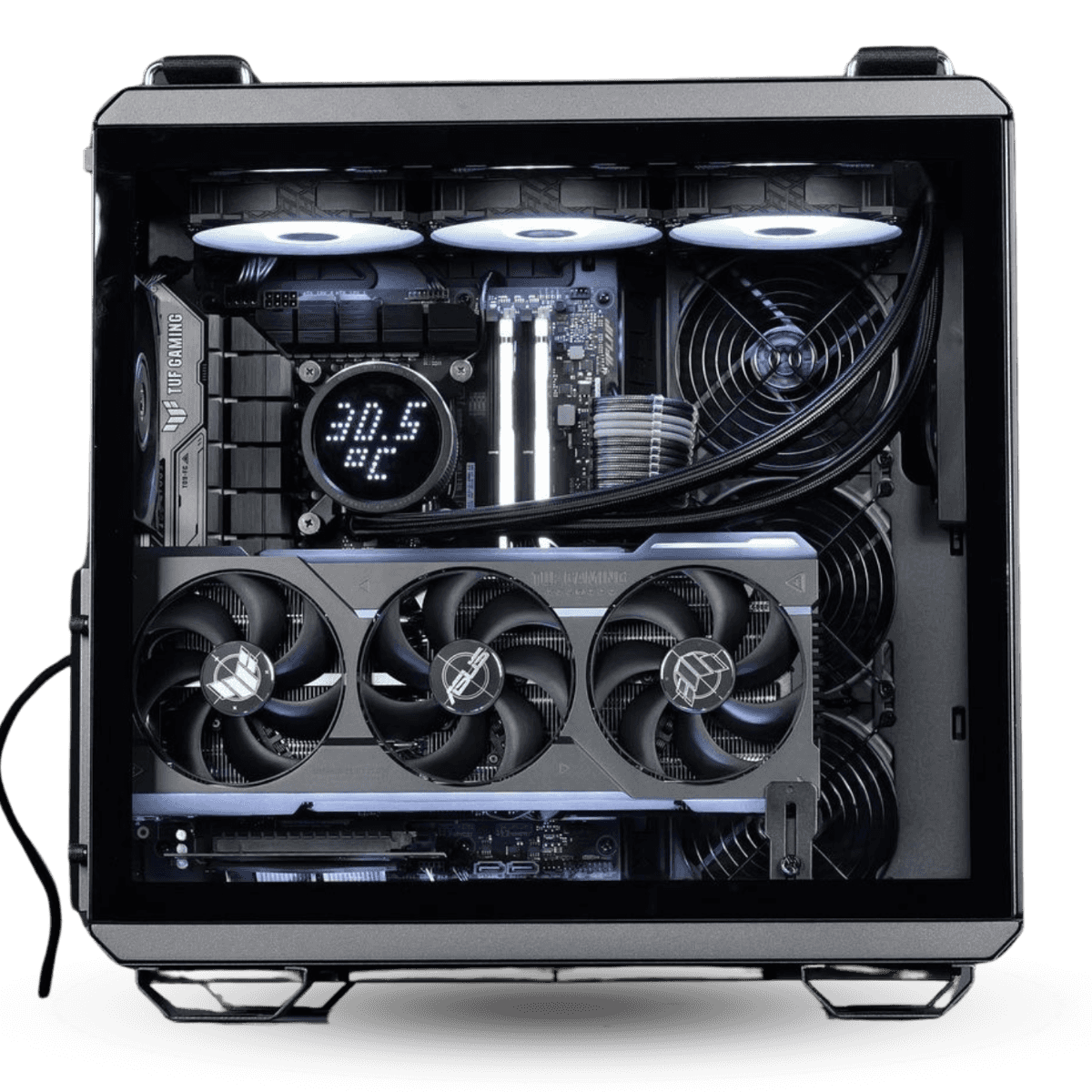 Asus ASUS Powered 8K Video Rendering & Gaming PC, Core i7-14700K, RTX 4080 SUPER 16GB OC, 64GB (2x32GB), 2TB  NVMe, Liquid Cooler, 850W - thumbnail 3