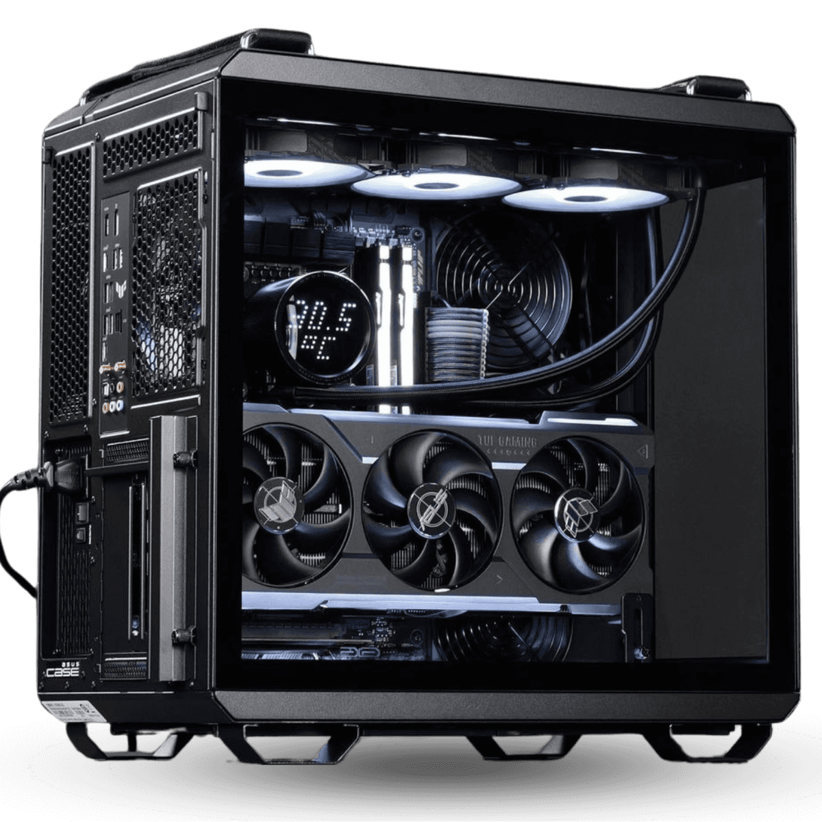 Asus ASUS Powered 8K Video Rendering & Gaming PC, Core i7-14700K, RTX 4080 SUPER 16GB OC, 64GB (2x32GB), 2TB  NVMe, Liquid Cooler, 850W - thumbnail 1