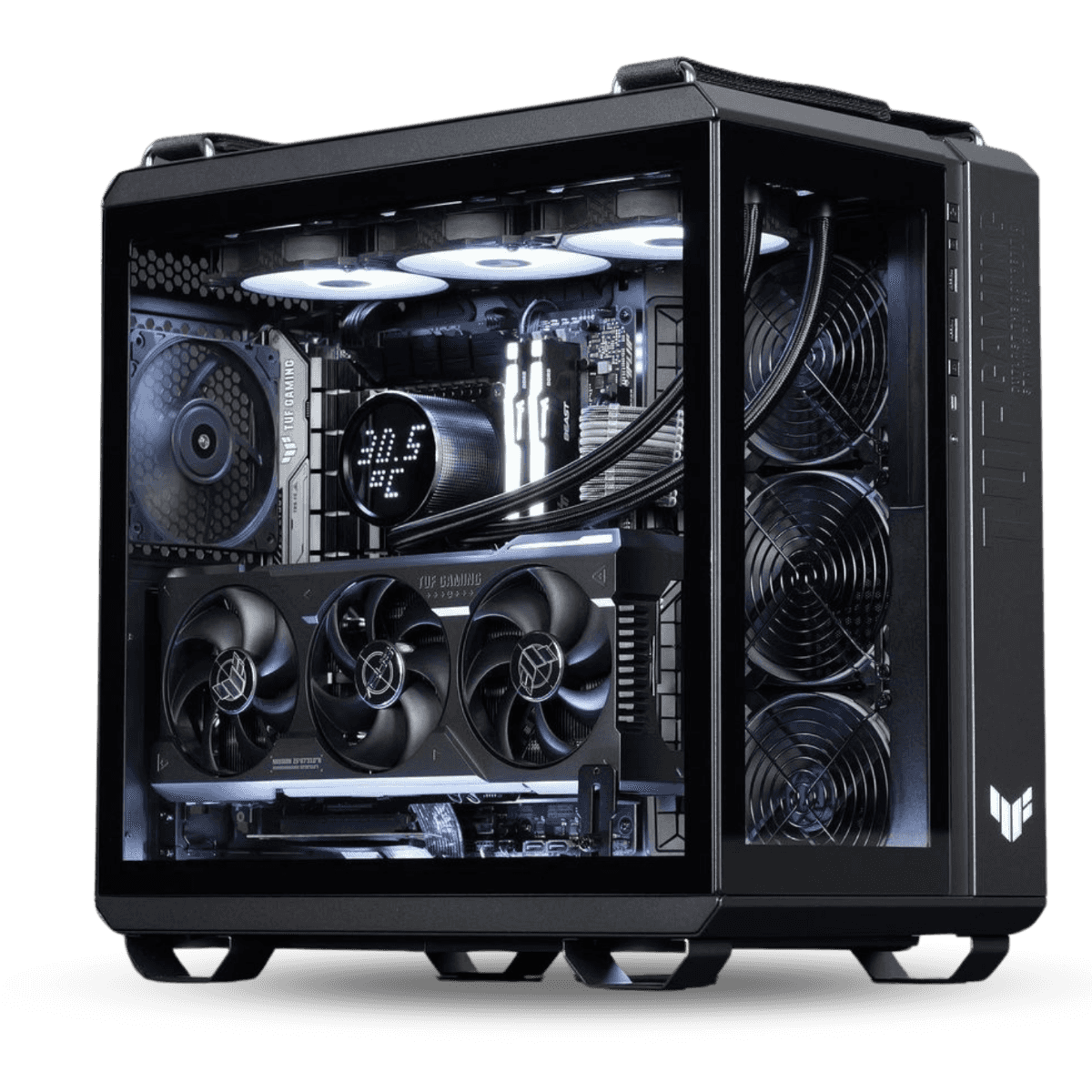 Asus ASUS Powered 8K Video Rendering & Gaming PC, Core i7-14700K, RTX 4080 SUPER 16GB OC, 64GB (2x32GB), 2TB  NVMe, Liquid Cooler, 850W - thumbnail 2