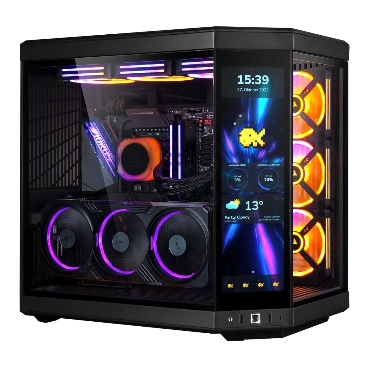 9900x3d y70 Gaming PC - AMD Ryzen 9 9900X3D 12 Cores 24 Threads, NVIDIA RTX 5080 16GB, 64GB DDR5 RAM 6000MHz, 2TB SSD Gen 4, 1300W PSU, 360mm Liquid Cooler, Wi-Fi + BT - thumbnail 3