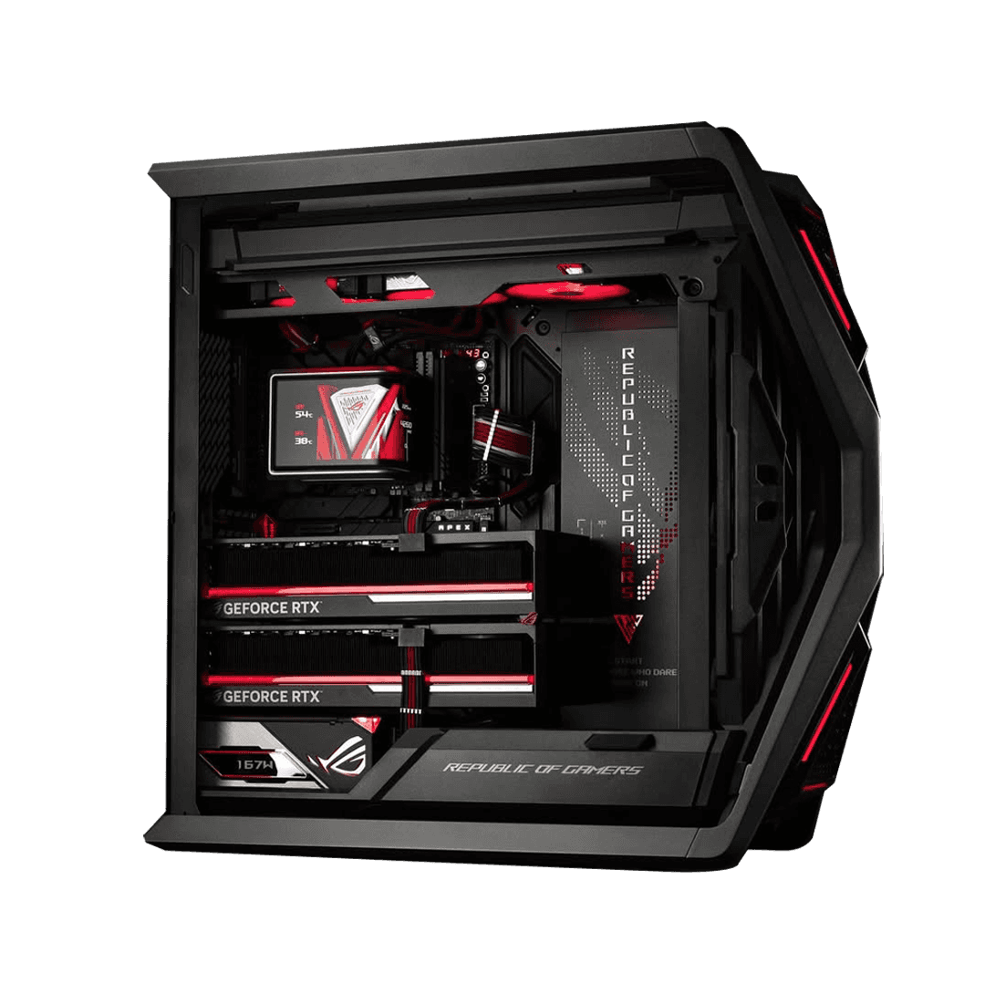 Asus Ultimate ROG Hyperion Workstation PC: AMD Ryzen 9 9950X3D + Dual ROG ASTRAL RTX 5090 OC 32GB, 96GB DDR5 6000MHz, 8TB NVMe PCIe 4.0 SSD, 360mm AMOLED AIO, 1600W Titanium, WiFi 7, AI Features - thumbnail 1