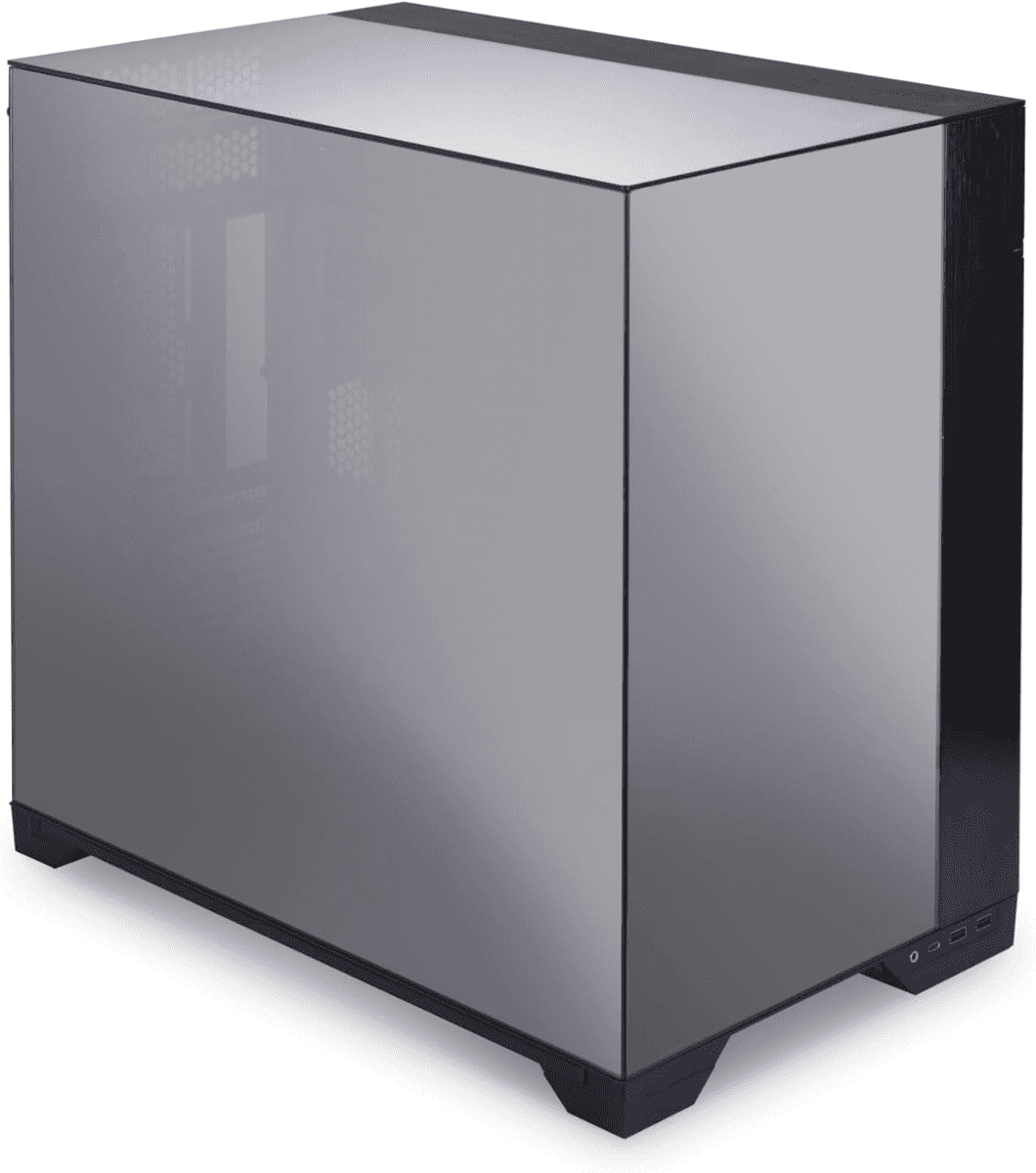 Lian Li O11 Vision Tower Computer Case, Steel & 3mm Tempered Glass Materials, 360mm Radiator & 8x 120mm Fan Support, Cable Management, Dual-Chamber Layout, Dust Filters, Chrome | G99.011VC.00 thumbnail 1