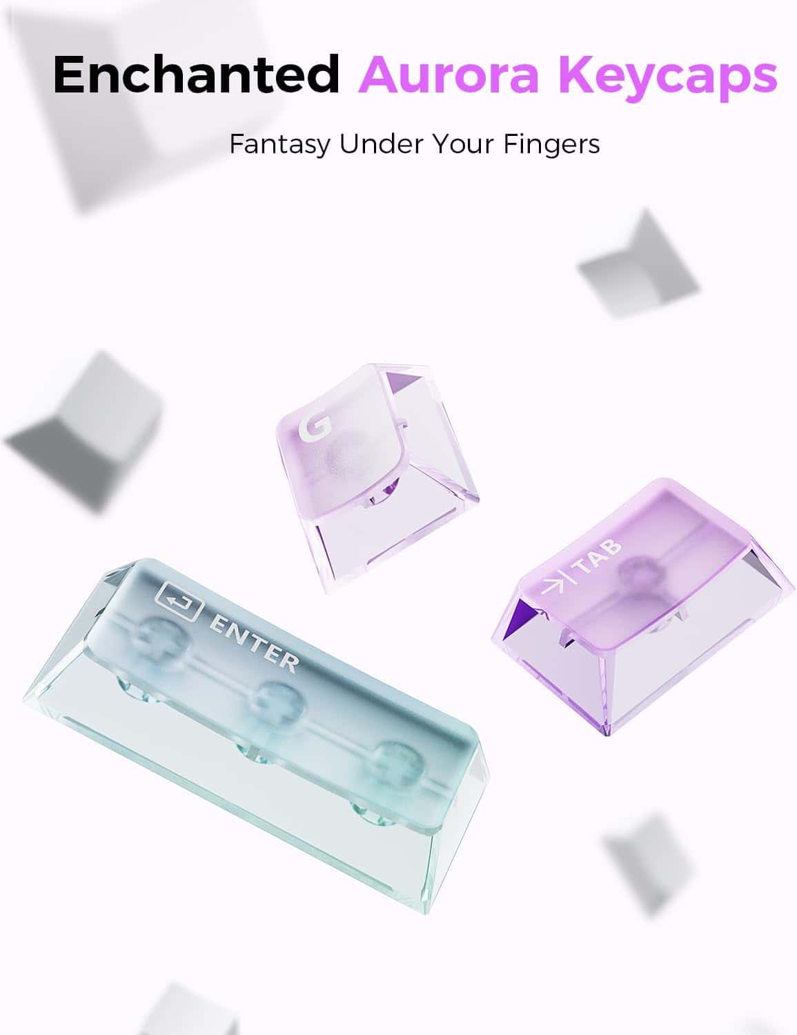 GravaStar Mercury K1 Lite 75% Gaming Keyboard, 80 Keys, Hot-Swappable, RGB Lighting, Full N-Key Rollover, Programmable Keys, Tri-Mode Connectivity, 4000mAh Battery, Crystal Aurora | GS K1 LITE_XTAL_AUROA thumbnail 4