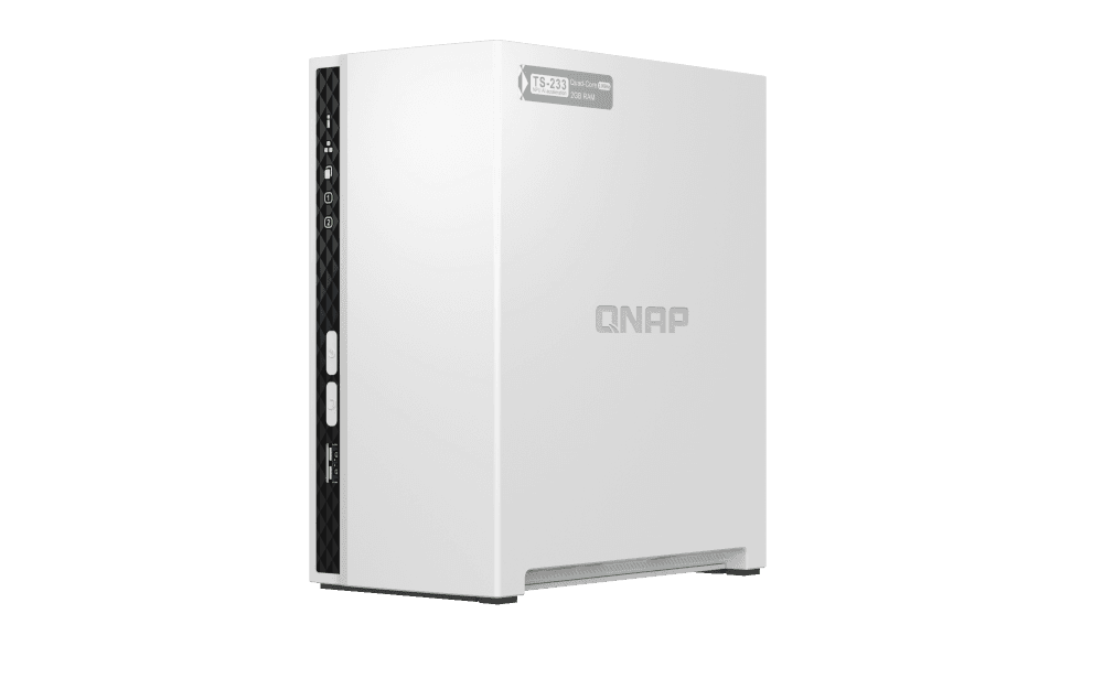 QNAP TS-233 2 Bay Desktop NAS,Gigabit Ethernet Port,2GB RAM On Board, 2x3.5Inch SATA 6Gb/s Drive Bay, ARM 4 Core Processor, Power, White | TS-233 thumbnail 1