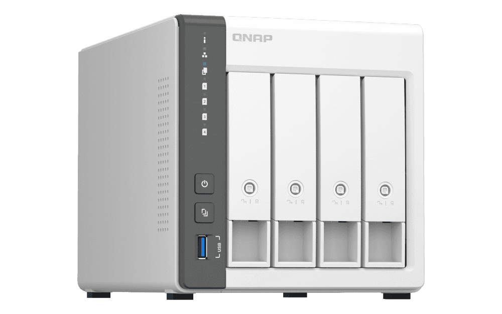 QNAP QNAP TS-433 4 Bay NAS, ARM 4-core Cortex-A55 2.0GHz Processor, 4 GB RAM, 4x 3.5-inch SATA 6Gb/s, 3Gb/s, 5 Gigabit Ethernet Port, 90W Power Supply, White | TS-433-4G-US - thumbnail 5