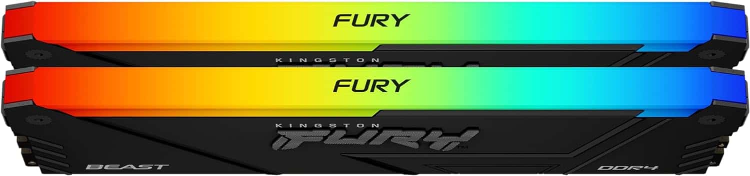 Kingston Kingston Fury Beast RGB 64GB (2x 32GB) DDR4 Desktop Memory Kit,  288-Pin, Intel XMP 2.0, 3200MT/s Memory Speed, CL16 CAS Latency, Black | KF432C16BB2AK2/64 - thumbnail 1