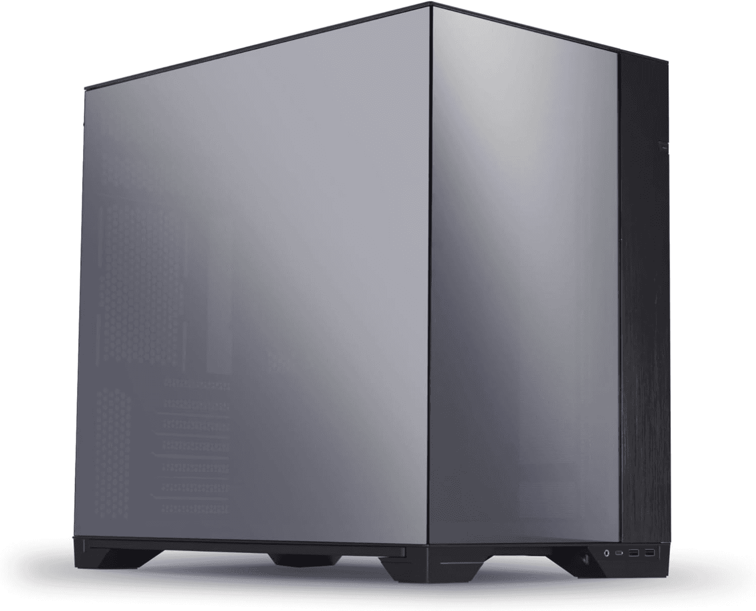 Lian Li O11 Vision Tower Computer Case, Steel & 3mm Tempered Glass Materials, 360mm Radiator & 8x 120mm Fan Support, Cable Management, Dual-Chamber Layout, Dust Filters, Chrome | G99.011VC.00 thumbnail 2