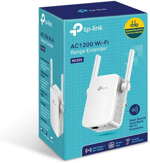 TP Link AC1200 WiFi Range Extender Up to 1200Mbps Dual Band WiFi Extender, Repeater, Wifi Signal Booster, Access Point Easy Set Up Extends Internet Wifi to Smart Home & Alexa Devices RE305, White thumbnail 2