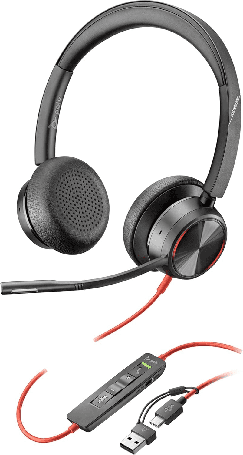 Hp HP Poly Blackwire 8225 Premium Wired Stereo Headset, USB-C with USB-A Adapter, Acoustic Fence Technology, Advanced ANC | 8X223AA - thumbnail 1
